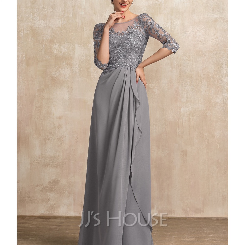 COPY - NWT JJ,S House Scoop Neck Floor-Length Chiffon Lace Mother of the Bride …